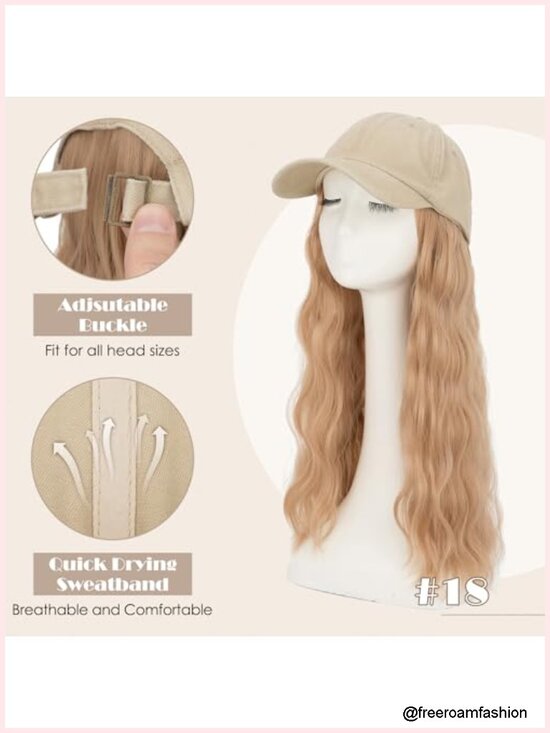 Distressed Baseball Hat Wig with Long Wavy Hair, Adjustable Vintage Cap Wig main image 6